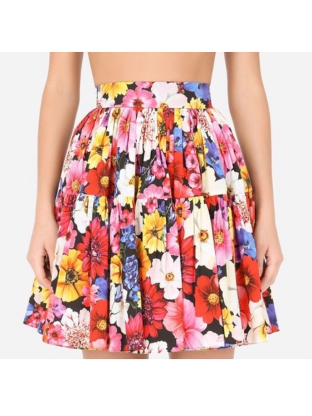 Floral garden print poplin Mini Skirt